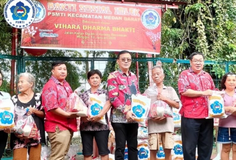 Menyambut Hari Raya Imlek 2025/2576, PSMTI Kota Medan menghadiri kegiatan bakti sosial di Vihara Dharma Bhakti, Kota Medan (12/01/2025). (Dok. PSMTI)