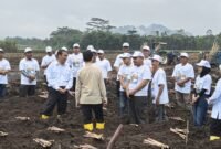 Wamentan Sudaryono menyerahkan traktor dan combine harvester ke petani Ketapang, dia peringatkan larangan jual atau sewa alsintan bantuan negara. (Dok. Kementerian Pertanian)
